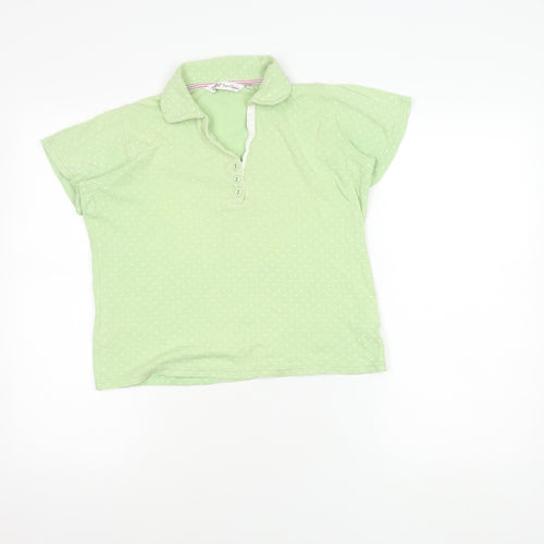 EWM Pure Classics Women's Green Polka Dot Polo, Size 10-12
