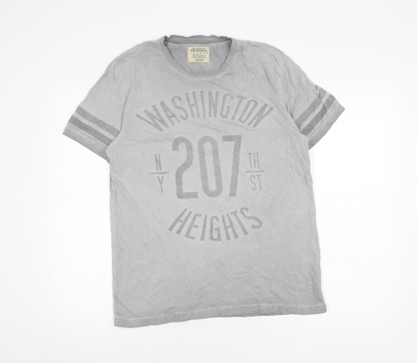 Burton Menswear Men's Grey Graphic T-Shirt, Size M