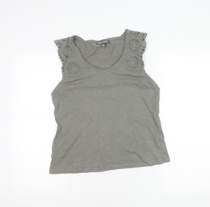 Laura Ashley Women's Grey Crochet Tank Size 10