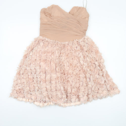 ASOS Women's Pink A-Line Strapless Ruffle Dress