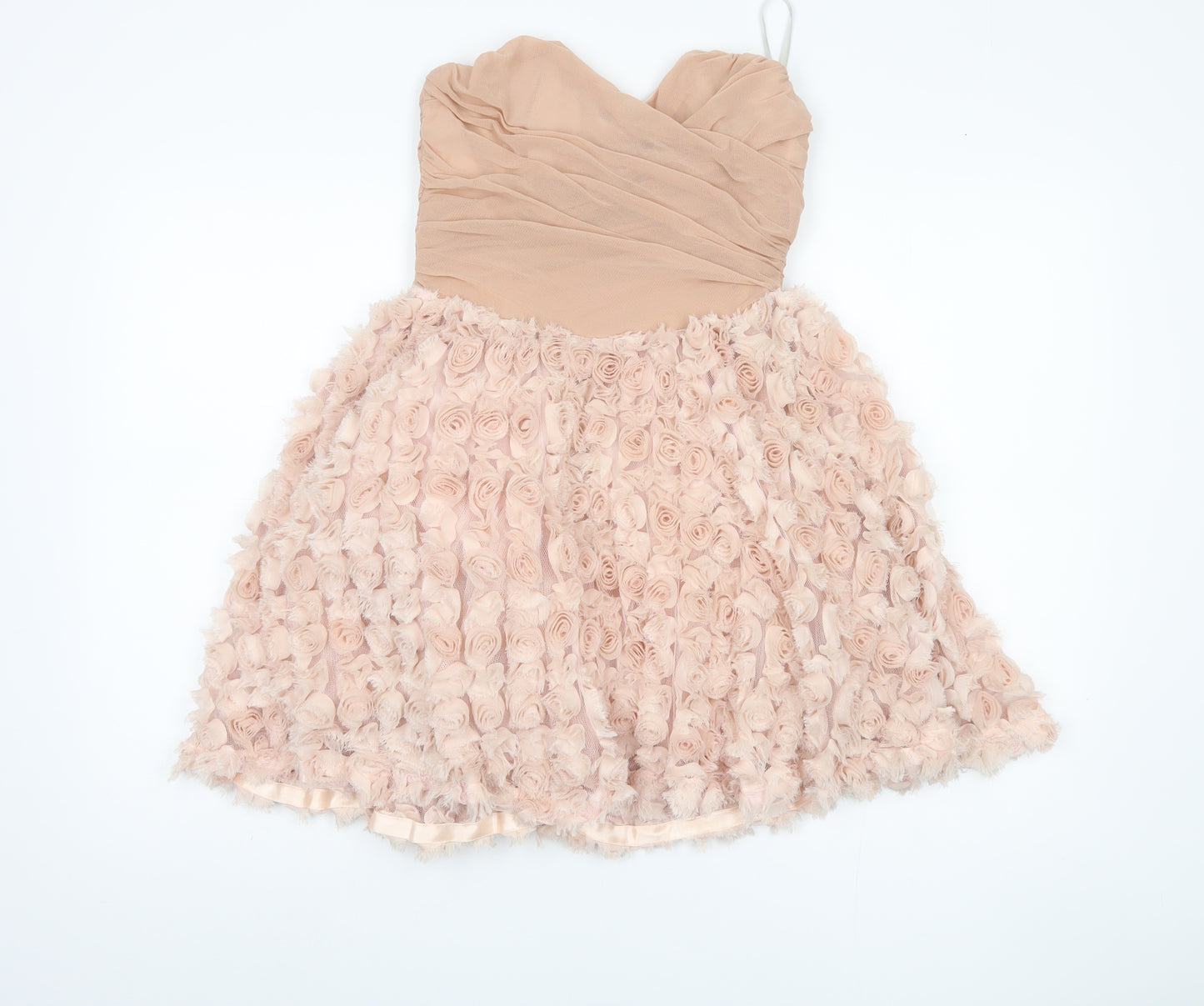 ASOS Women's Pink A-Line Strapless Ruffle Dress