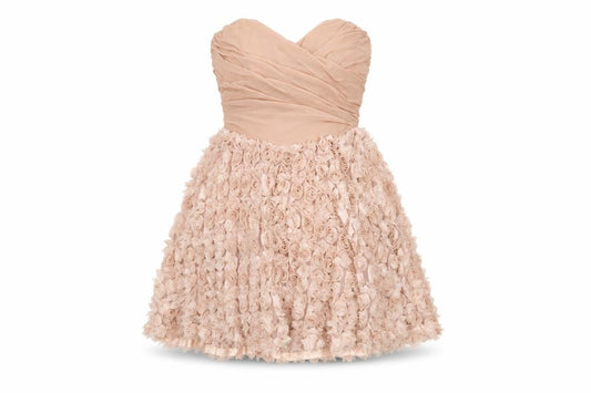 Front view of ASOS Women's Pink A-Line Strapless Ruffle Dress