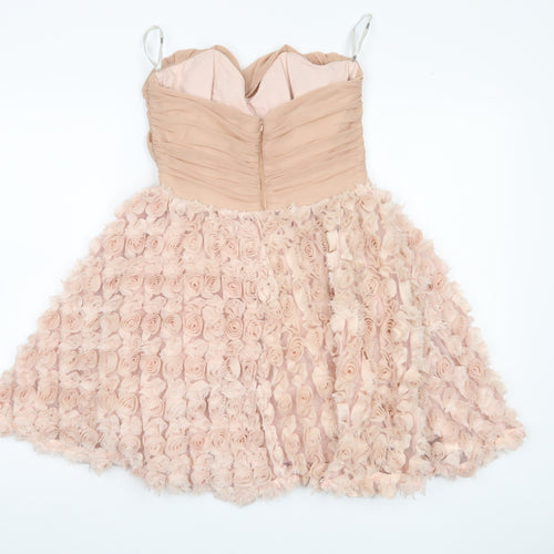 ASOS Women's Pink A-Line Strapless Ruffle Dress