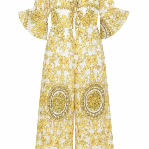 Allison Collection Yellow Floral Baroque Jumpsuit Women S