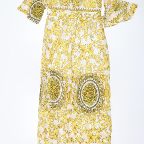 Allison Collection Yellow Floral Baroque Jumpsuit Women S