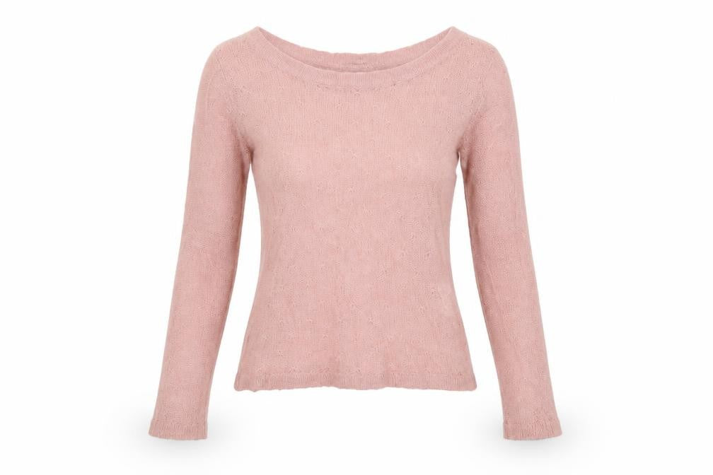Front view of VILA Clothes Women's Pink Boat Neck Jumper L
