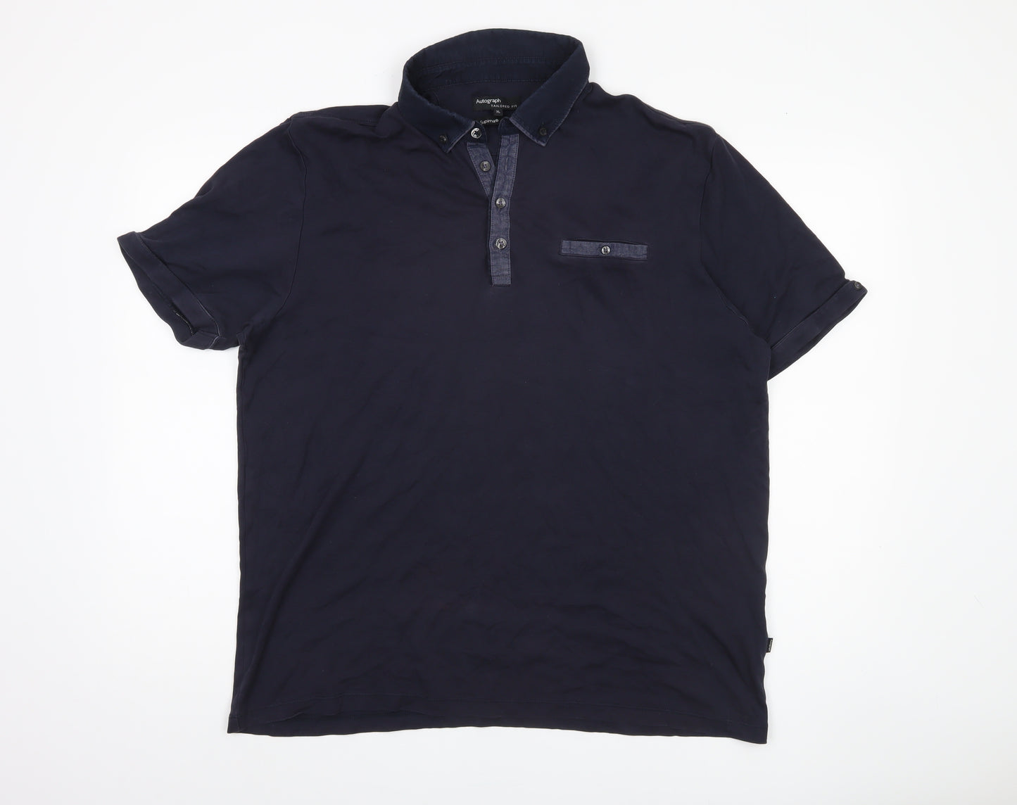 Marks and Spencer Men's Blue Short Sleeve Polo XL