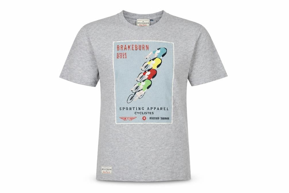 Front view of Brakeburn Men's Grey Medium Graphic T-Shirt