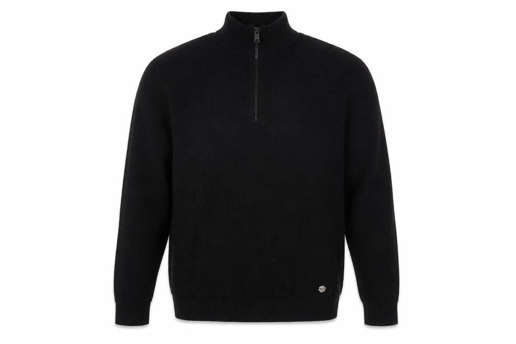 Front view of Jeff Banks Men's Black M Waffle-Knit Jumper