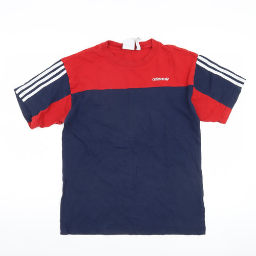 Adidas Men's Red/Blue Colourblock Sports T-Shirt