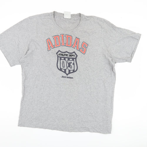 Adidas Men's Grey Graphic Print T-Shirt, XL, Sports Style