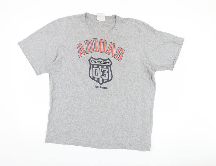Adidas Men's Grey Graphic Print T-Shirt, XL, Sports Style