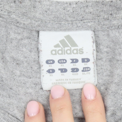 Adidas Men's Grey Graphic Print T-Shirt, XL, Sports Style