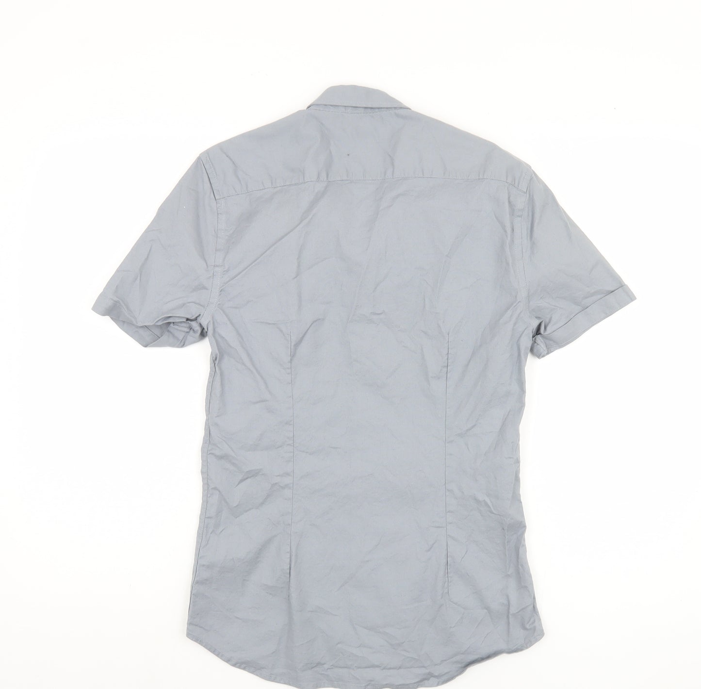 New Look Men's Grey Slim Fit Short Sleeve Shirt S