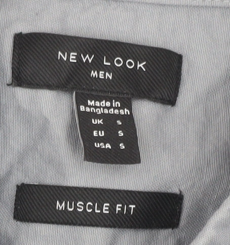 New Look Men's Grey Slim Fit Short Sleeve Shirt S