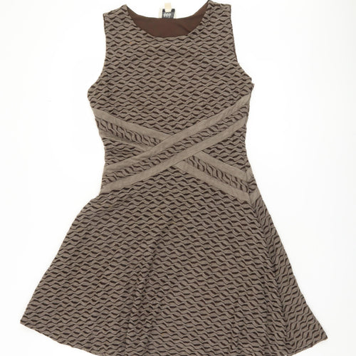 ECI New York Brown Women's Sleeveless A-Line Dress Size 14