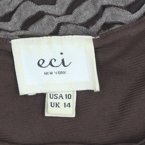 ECI New York Brown Women's Sleeveless A-Line Dress Size 14