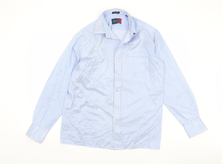Peter England Men's Blue Striped Long Sleeve 39cm Shirt