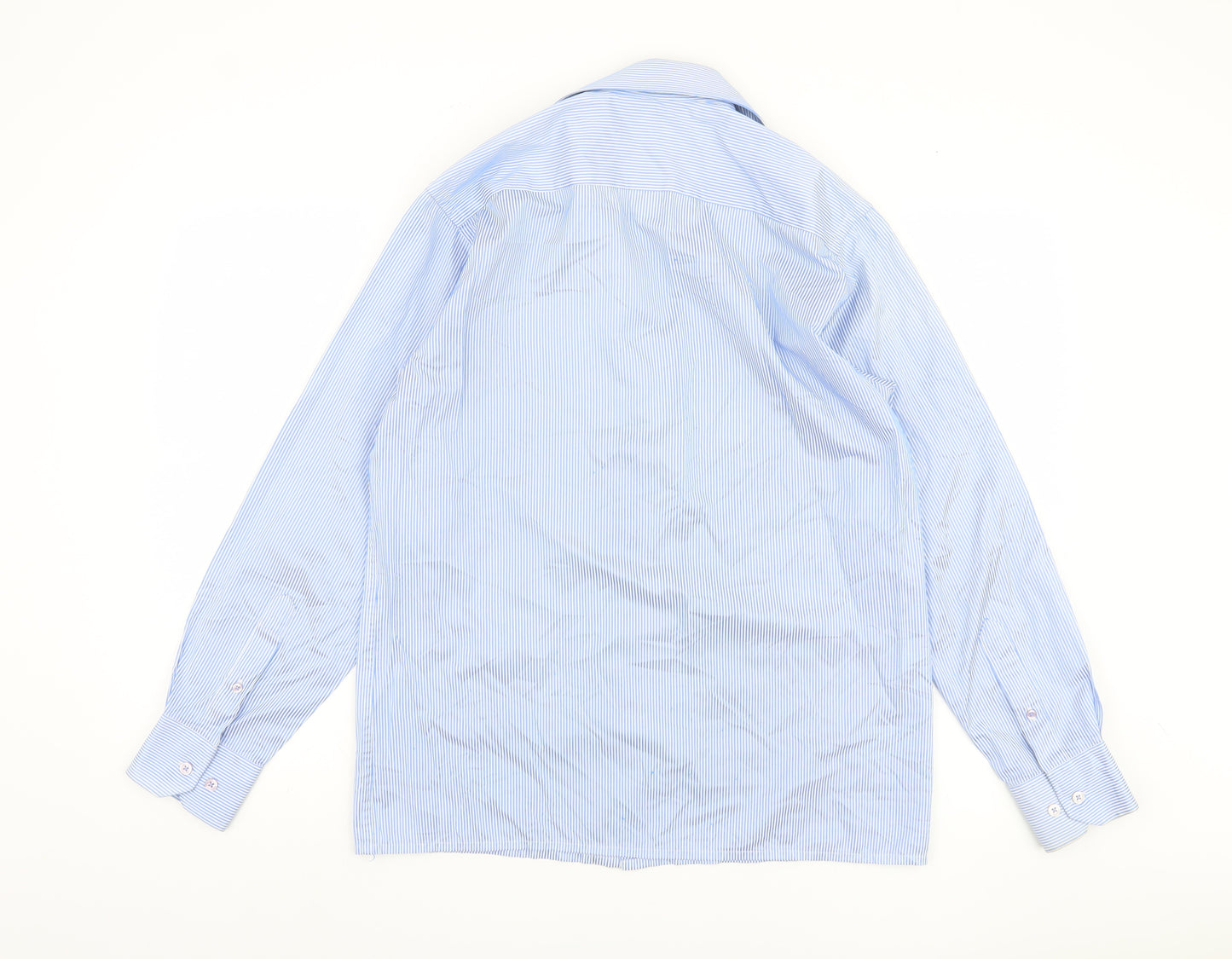 Peter England Men's Blue Striped Long Sleeve 39cm Shirt