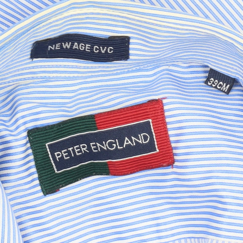 Peter England Men's Blue Striped Long Sleeve 39cm Shirt