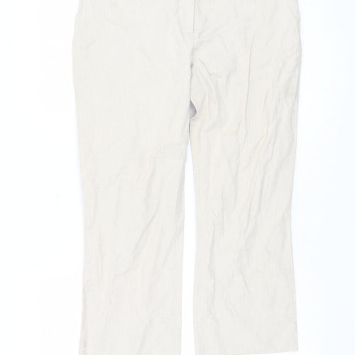 Ipekyol Women's Beige Trousers Size 12 Casual Cotton Linen