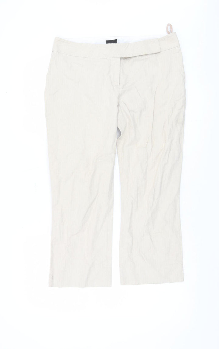 Ipekyol Women's Beige Trousers Size 12 Casual Cotton Linen