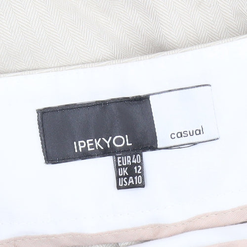 Ipekyol Women's Beige Trousers Size 12 Casual Cotton Linen