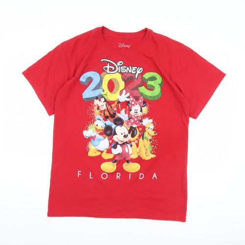 Disney Men's Red Graphic Tee M Mickey & Friends 2023