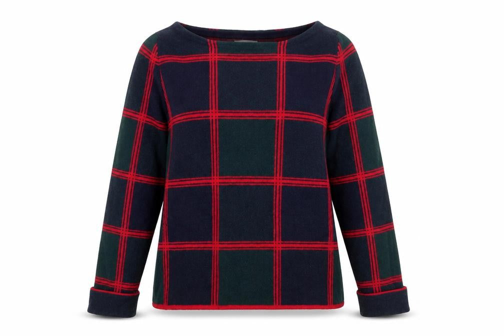 Front view of Kenar Women's Multicoloured Plaid Jumper, size L