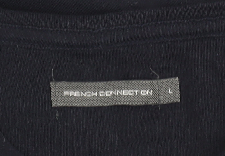 French Connection Men's Black Cotton T-Shirt L