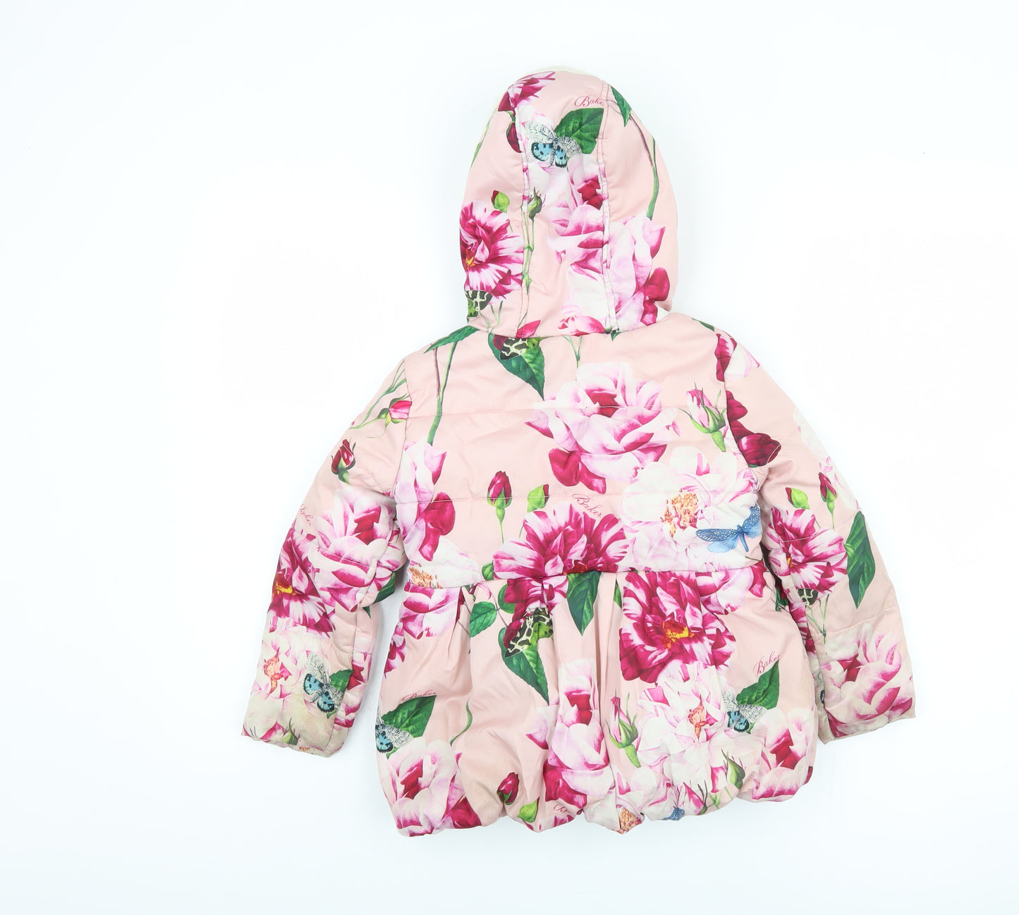 Baker Girls Pink Floral Puffer Jacket 5-6 Years Hooded