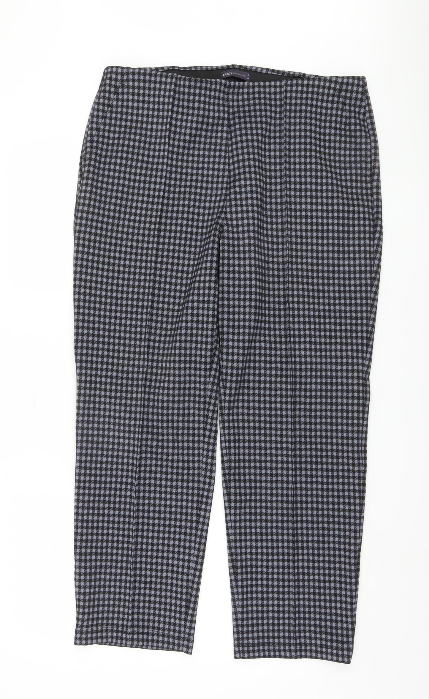Marks and Spencer Grey Checked Women's Trousers Size 16