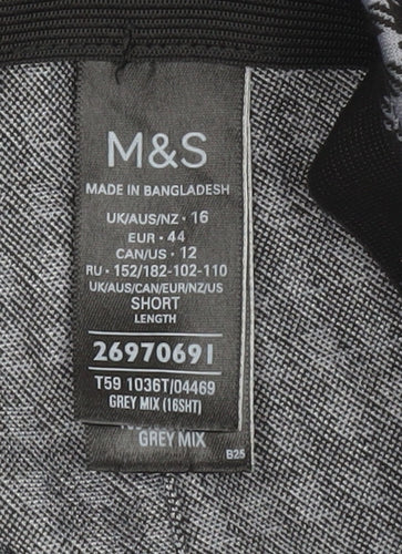 Marks and Spencer Grey Checked Women's Trousers Size 16