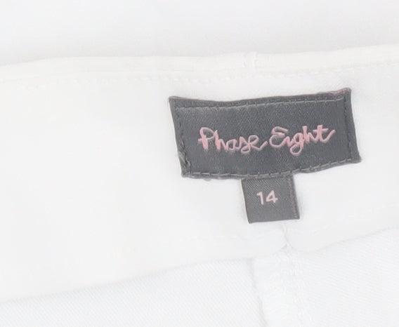 Phase Eight White Straight Leg Trousers - Size 14