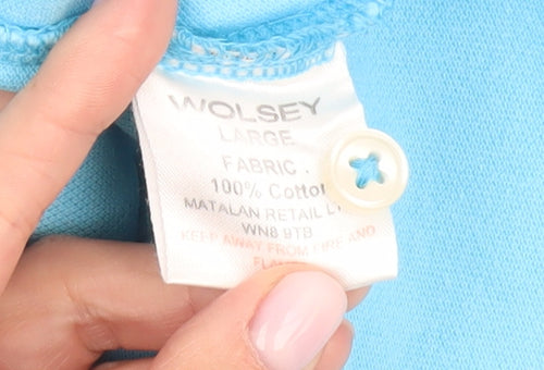 Wolsey Men's Blue Cotton Polo Shirt Large L