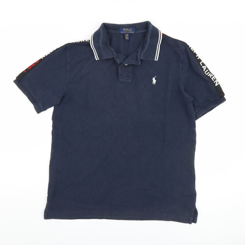 Ralph Lauren Boys Blue Polo Shirt, Size M, Short Sleeve
