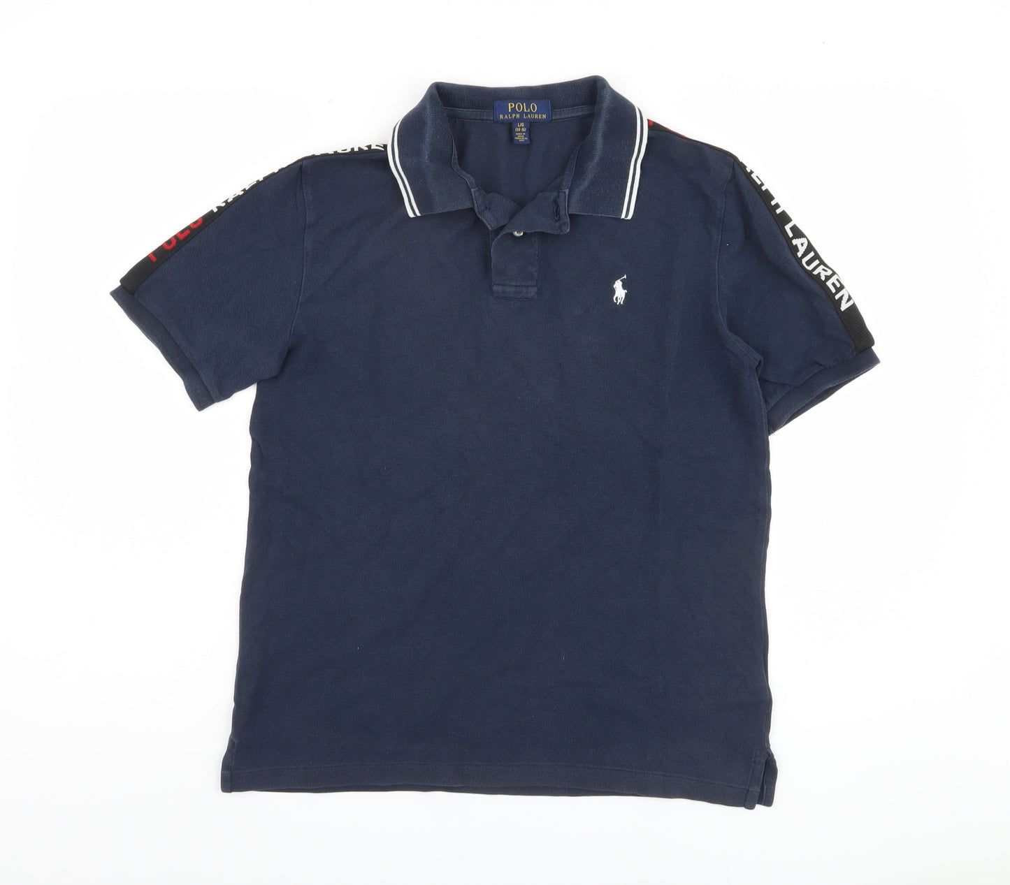 Ralph Lauren Boys Blue Polo Shirt, Size M, Short Sleeve