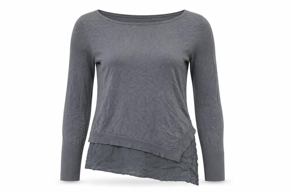 Front view of Mint Velvet Women's Grey Jumper, size 12, Lightweight Knit