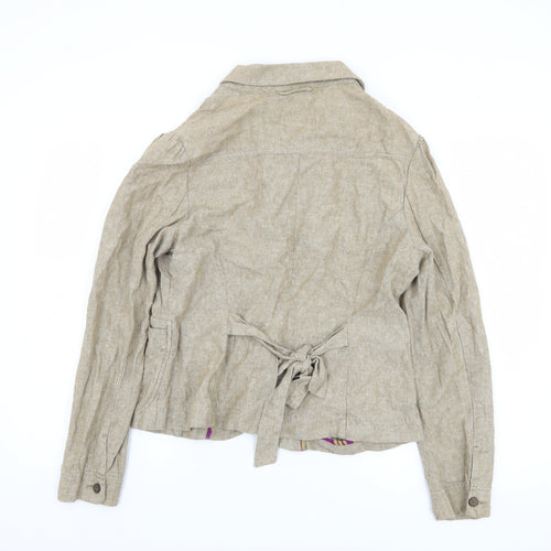 Next Women Beige Blazer, Size 14, Linen-Blend, Casual