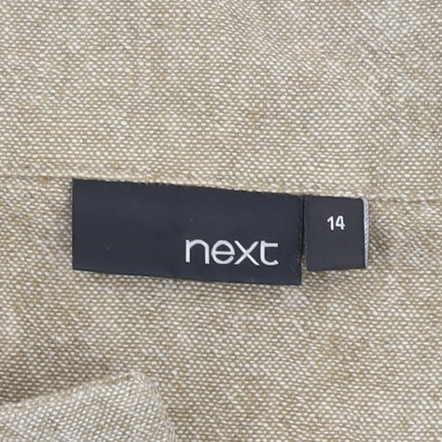 Next Women Beige Blazer, Size 14, Linen-Blend, Casual