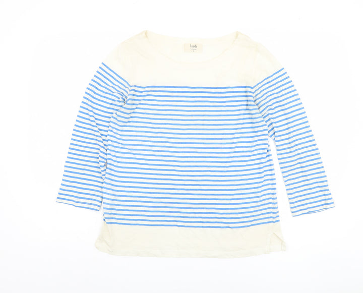 Hush Women's Blue Striped XS T-Shirt with 3/4 Sleeves