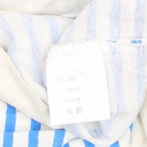Hush Women's Blue Striped XS T-Shirt with 3/4 Sleeves