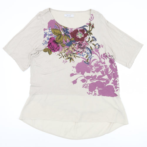 Marks & Spencer Women's Beige Floral T-Shirt Size 16