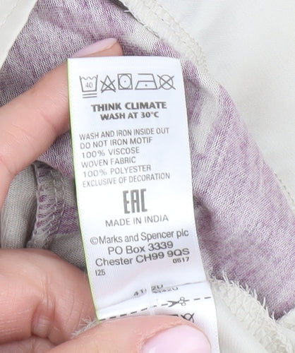 Marks & Spencer Women's Beige Floral T-Shirt Size 16