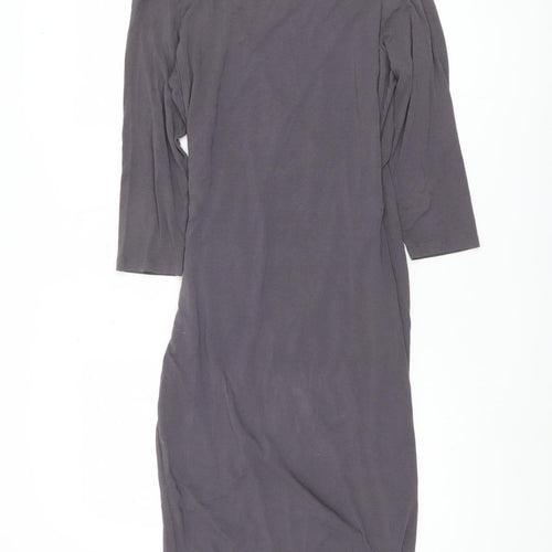 Bodyflirt Women Grey Ruched V-Neck Dress Size 8