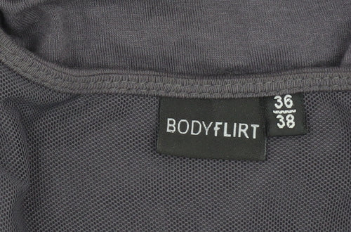 Bodyflirt Women Grey Ruched V-Neck Dress Size 8