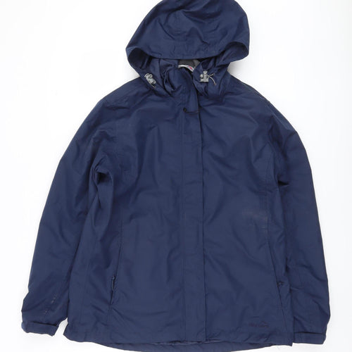 Peter Storm Women's Blue Hooded Rain Coat Size 14 Waterproof