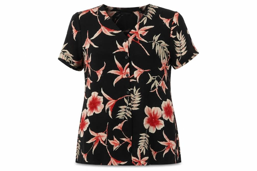 Front view of Jacques Vert Women's Black Floral Blouse, size 12