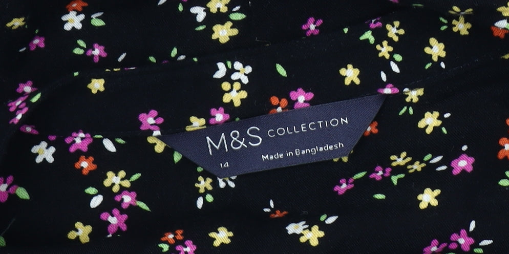 Marks and Spencer Women's Black A-Line Floral Dress