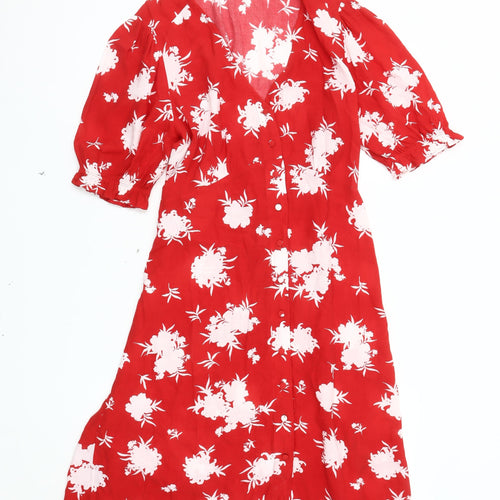 Marks and Spencer Women's Red Floral Dress Size 12